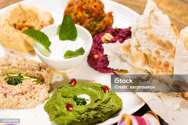 Assorted Of Oriental Food Mezze Stock Photo - Download Image Now - Bean, Buffet, Caviar