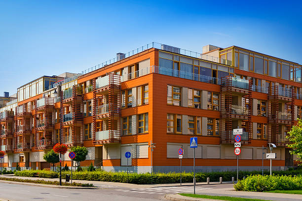 istock Modern orange apartment buildings, Warsaw 521186121