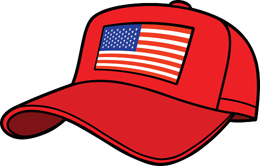 A vector illustration of a Baseball Cap with US Flag.