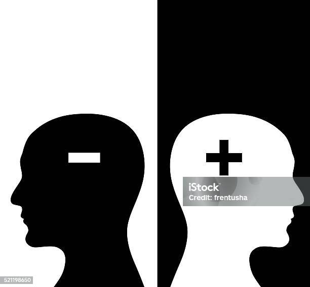 Two Humans Profiles Of White And Black Colors Stock Photo - Download Image Now - Adult, Black Color, Brainstorming
