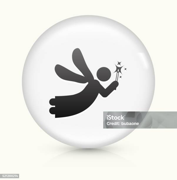 Magic Fairy Icon On White Round Vector Button Stock Illustration - Download Image Now - Animal, Animal Body Part, Animal Wing