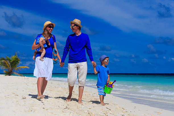 istock family with kids walking on sand beach 521200297
