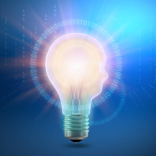 istock lamp in the form silhouette of head surrounded by numbers. 521201379