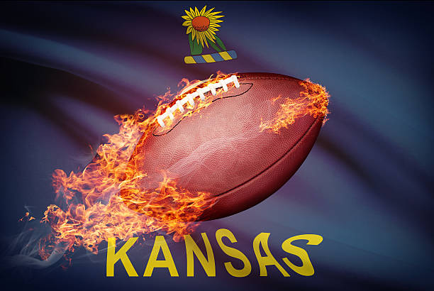 American football ball with flag on backround series - Kansas American football ball with flag on backround series - Kansas kansas football stock pictures, royalty-free photos & images