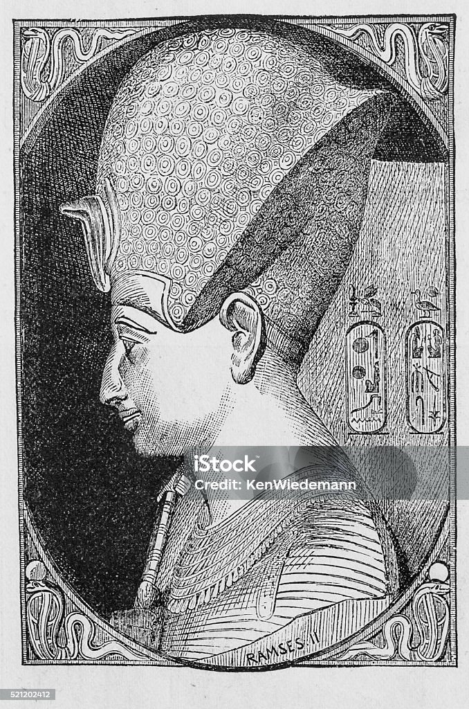 Ramses the Great 19th century Illustration Ramses II (1303-1213BC) pharaoh of Egypt. . Source: Ridpath, John Clark Cyclopedia of Universal History (Volume 1) (Cincinnati, OH: The Jones Brothers Publishing CO., 1885) Ancient stock illustration