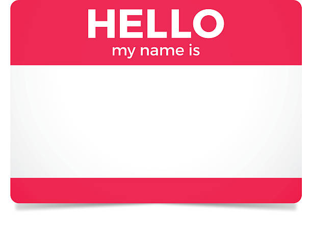 ilustraciones, imágenes clip art, dibujos animados e iconos de stock de hello my name is - identity