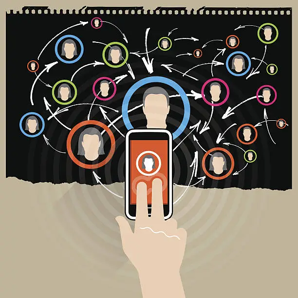 Vector illustration of Social network vertical Smart phone