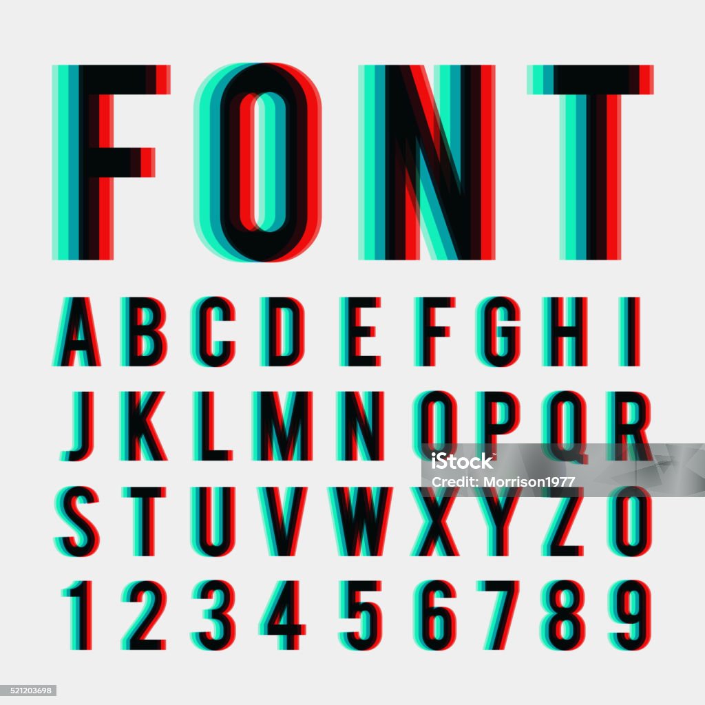 font stereoscopic 3d effect vector font stereoscopic 3d effect in vector format Stereoscopic Image stock vector