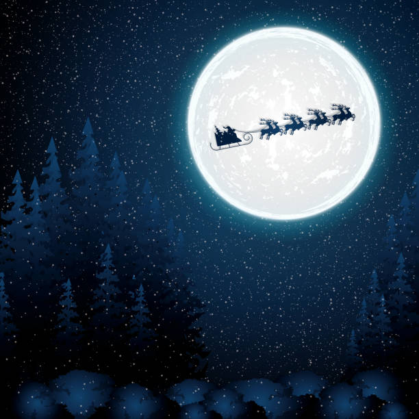 istock Santa Claus rides in a reindeer sleigh 521203787