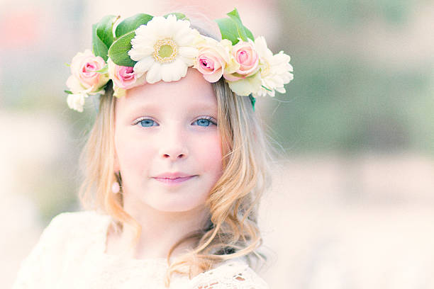 beautiful flower girl stock photo