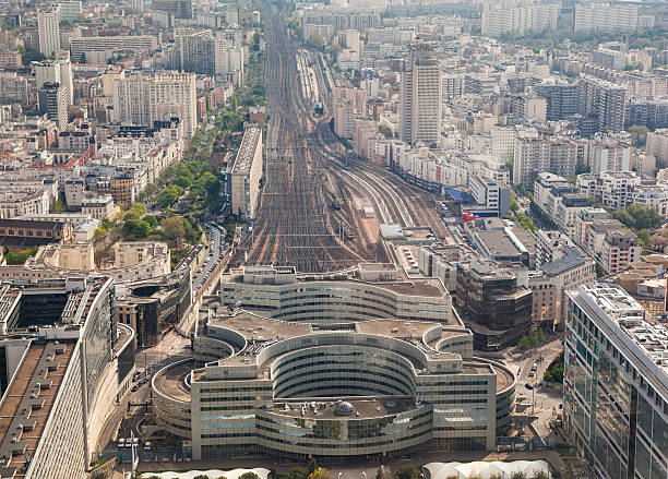 istock Aerial view of railway station, Paris 521204549