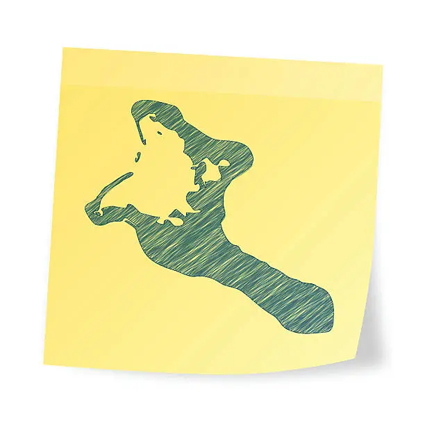 Vector illustration of Kiribati map on sticky note with scribble effect