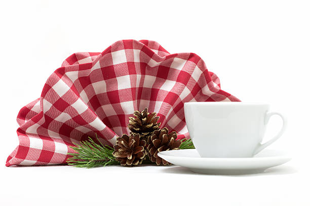 white cup Cup of hot drink and table decorations for christmas pine needle tea stock pictures, royalty-free photos & images
