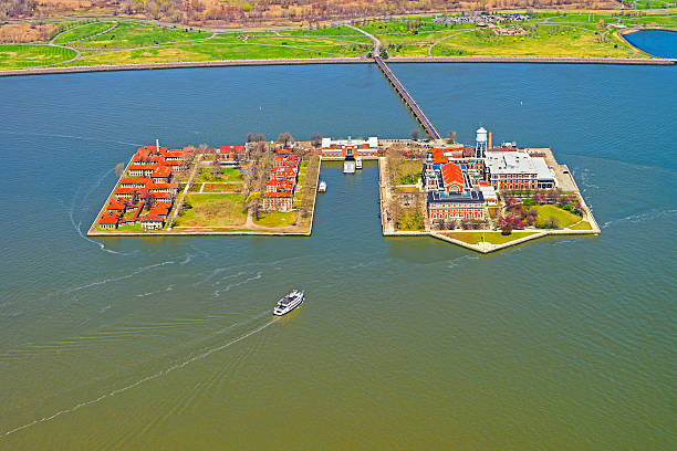 istock Aerial view from helicopter on Ellis Island 521207928