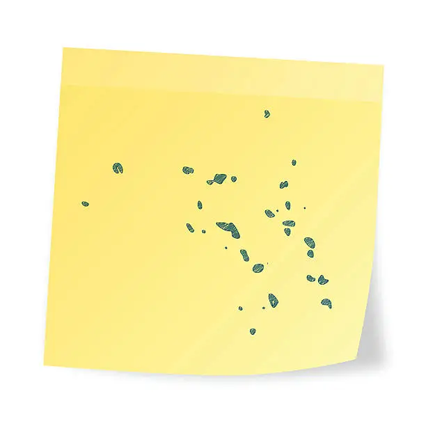 Vector illustration of Marshall Islands map on sticky note with scribble effect