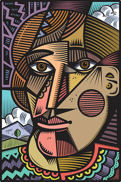 cubist head illustration - 超現實主義 插圖 幅插畫檔、美工圖案、卡通及圖標