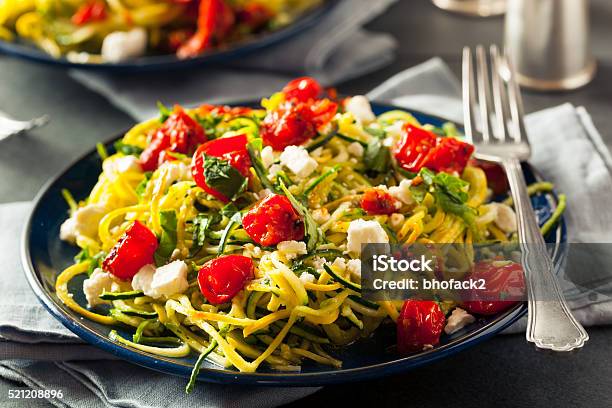 Homemade Zucchini Noodles Zoodles Stock Photo - Download Image Now - Zucchini, Pasta, Noodles