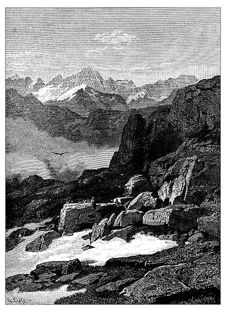Antique illustration of Switzerland: Col de la Furka