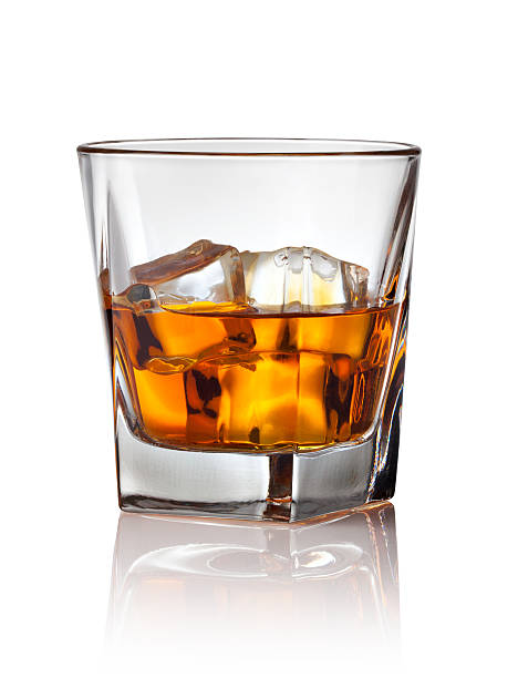 Glass of scotch whiskey and ice