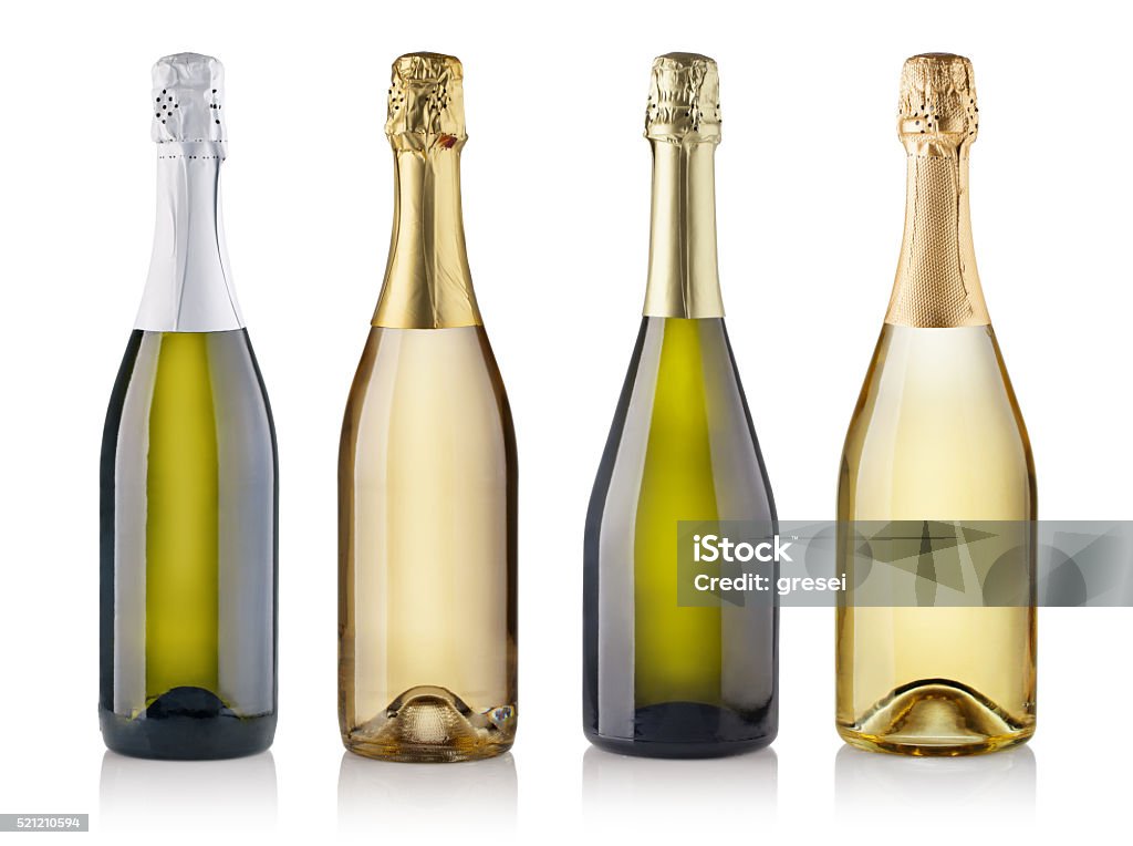 champagne bottles Set of champagne bottles. isolated on white background Champagne Stock Photo