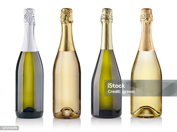 Champagne Bottles Stock Photo - Download Image Now - Champagne, Bottle, White Background