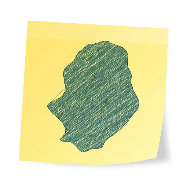 Vector illustration of Niue map on sticky note with scribble effect