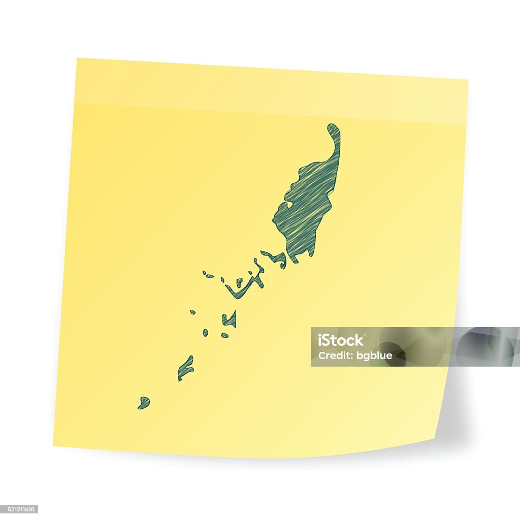 Palau map on sticky note with scribble effect Map of Palau scribbled on realistic yellow sticky note and isolated on white background. Adhesive Note stock vector