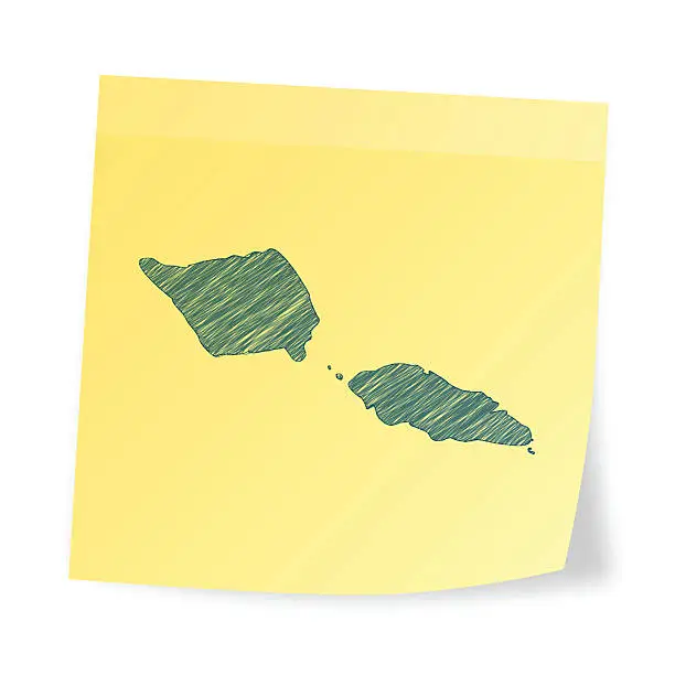 Vector illustration of Samoa map on sticky note with scribble effect