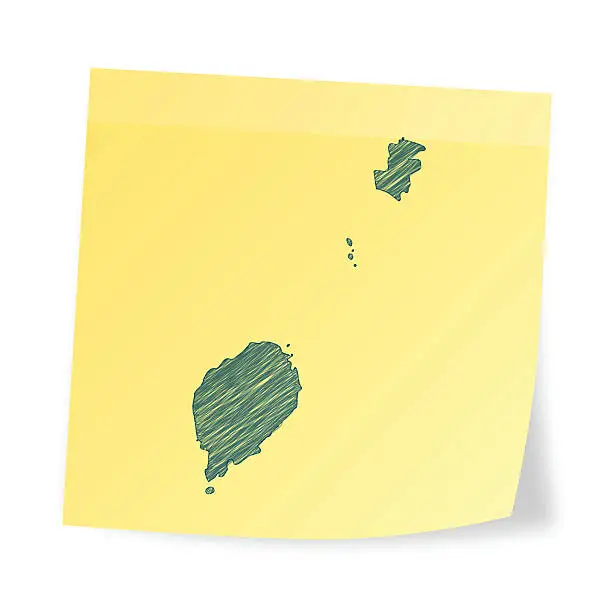 Vector illustration of Sao Tome and Principe map on sticky note, scribble effect