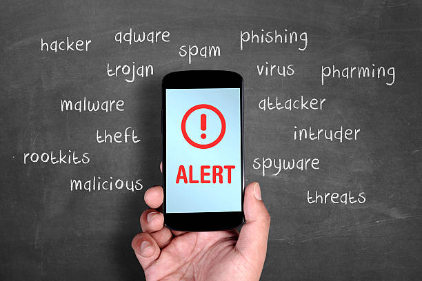 Smartphone security alert stock photo