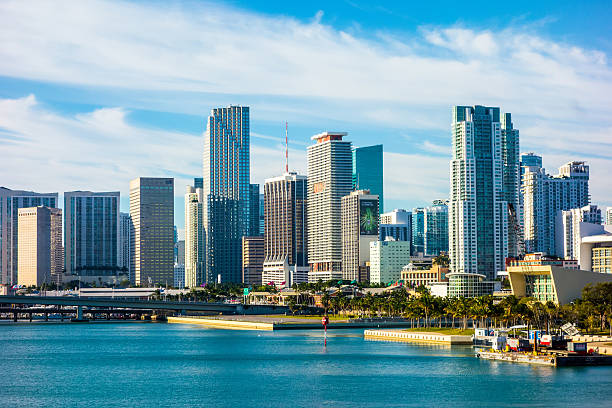 istock Miami Florida city skyline morning with blue sky 521226594