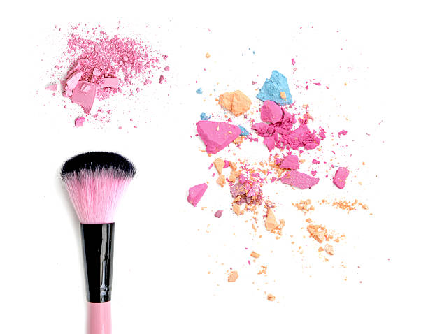 istock Close up of crushed eyeshadow on white background 521228074