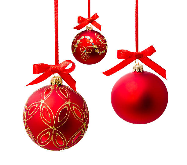 istock Hanging red christmas ball isolated 521228113