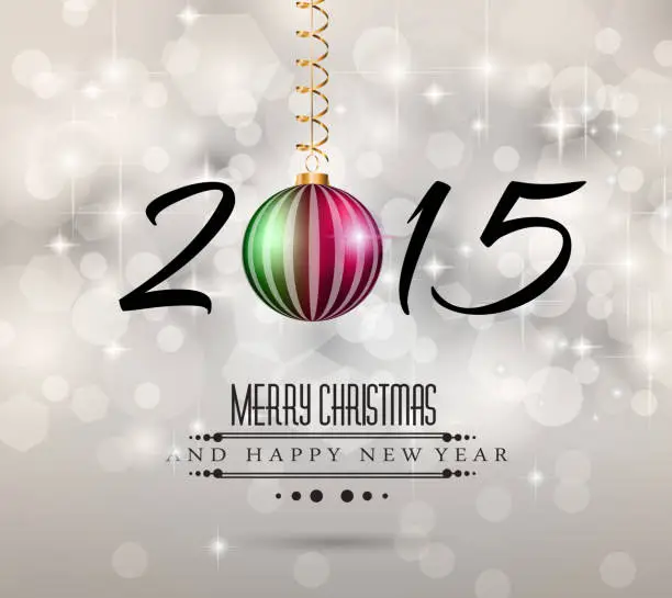 Vector illustration of 2015 flat style  new year modern background