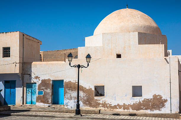 istock Traditional white-blue house from kairouan, Tunis 521229597