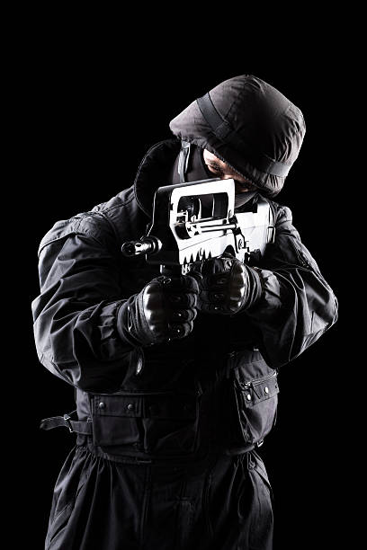 istock Soldier portrait, black background 521230137