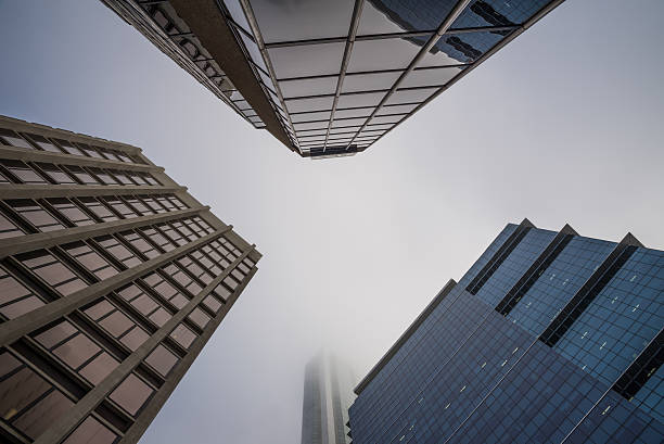 Skyscrapers in the mist stock photo