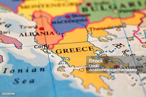 Greece On Map Stock Photo - Download Image Now - Capital Cities, Cartography, Country - Geographic Area