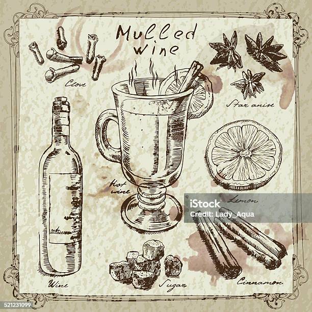 Wine Design Elements Stock Illustration - Download Image Now - Alcohol - Drink, Art, Art And Craft