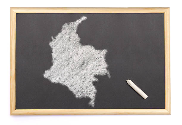 istock Blackboard with the shape of Colombia drawn onto. 521231345