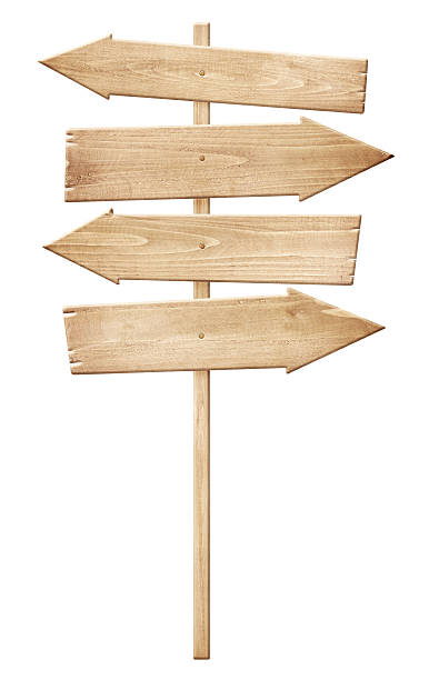 istock Old weathered wooden road sign 521231379