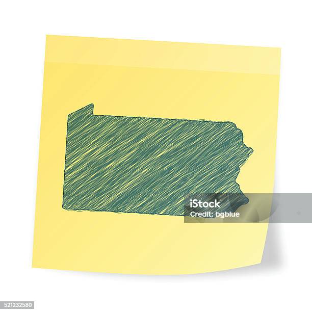 Pennsylvania Map On Sticky Note With Scribble Effect Stock Illustration ...