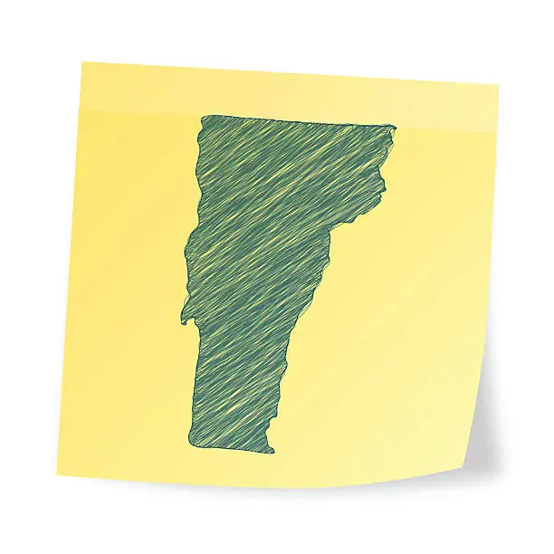 Vector illustration of Vermont map on sticky note with scribble effect