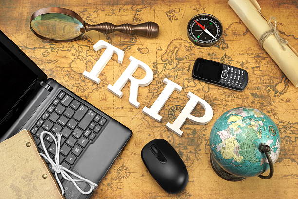 istock Sign Trip, Laptop, Mouse, Globe, Compass, GSM Phone, Letter, Mag 521234856