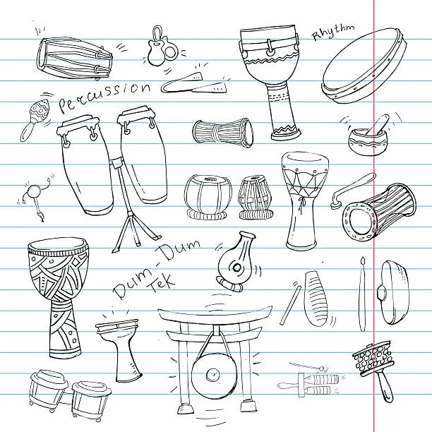 Vector illustration of doodle drum book