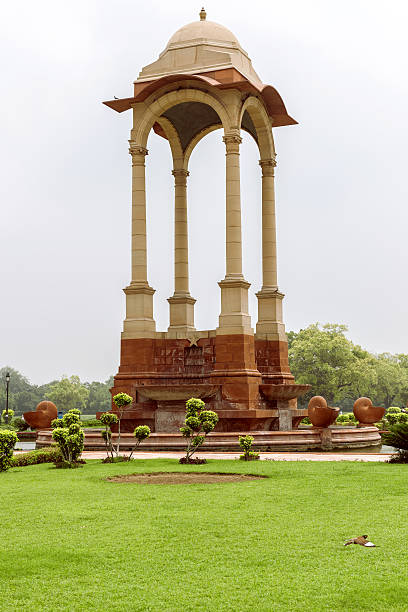 istock Empty canopy of George V at India Gate , New Delhi, 521237548