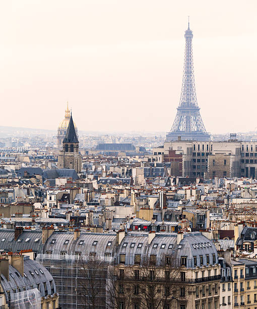 istock Aerial View of Paris with the Eiffel Tower. Traditional View 521245631