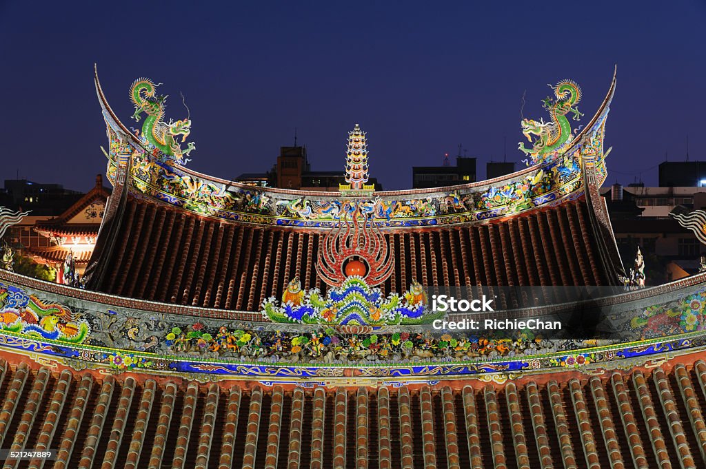 roof of baoan temple in taipei night view of the chinese temple in taipei Ancient Stock Photo