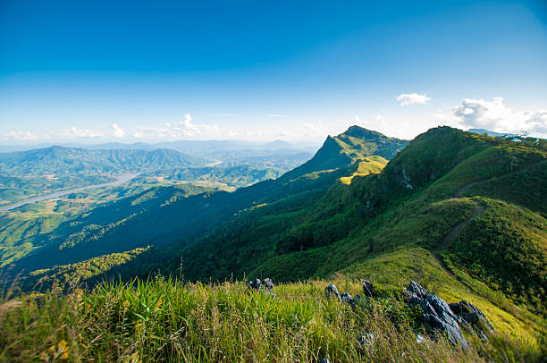 istock Panoramic view misty morning sunrise in mountain at north Thailand 521257014