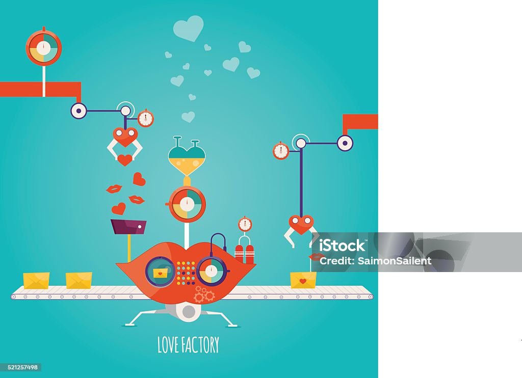 Modern Vector Illustration Of Love Factory Love Manufacturing Stock